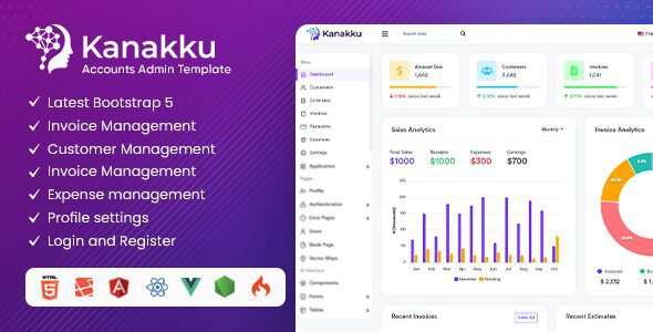 Kanakku 2.0.4 - Sales, Invoices & Accounts Admin Template